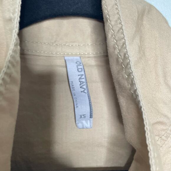 Old Navy Windbreaker Jacket Full Zip Snap Button Long Sleeve Pocket Beige Tan XS - Picture 7 of 10